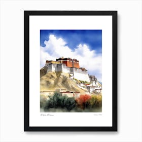 Potala Palace, Tibet 3 Watercolour Travel Poster Art Print