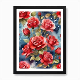 Red Roses Wallpaper Art Print