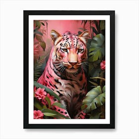 Pink Leopard In The Jungle art print Art Print