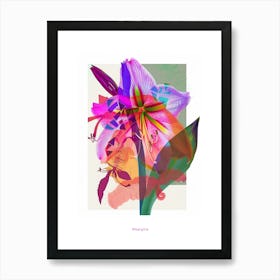 Amaryllis 8 Neon Flower Collage Poster Art Print