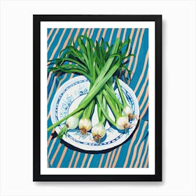 Green Onions Summer Illustration 1 Art Print