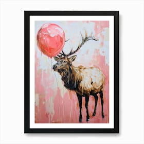 Cute Elk 1 With Balloon Póster