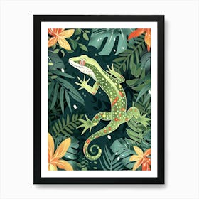 Forest Green Moorish Gecko Abstract Modern Illustration 6 Art Print