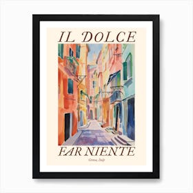 Il Dolce Far Niente Genoa, Italy Watercolour Streets 1 Poster Art Print