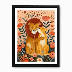 African Lion Rituals Illustration 1 Art Print