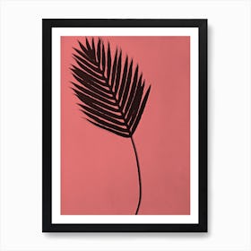 Coral black palm leaf Art Print