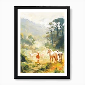 Horses Painting In Monteverde, Costa Rica 2 Art Print