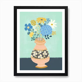 Flowers In Blue And Yellow Art Print