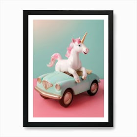 Toy Pastel Unicorn In A Toy Car 2 Art Print