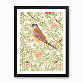 Eurasian Sparrowhawk William Morris Style Bird Art Print