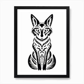 Linocut Fox Abstract Line Illustration 1 Art Print