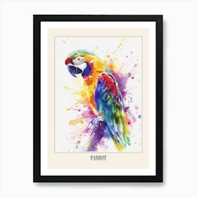 Parrot Colourful Watercolour 3 Poster Art Print