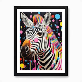 Rainbow Dotty Zebra 1 Art Print