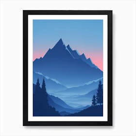 Misty Mountain Background Blue Color Theme Sunset Simple Minimalistic Vector Art Light Color 17 20231023204644403 Txdg Vhfs Art Print