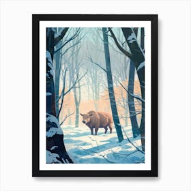 Winter Wild Boar 1 Illustration Art Print