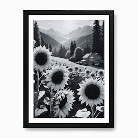 Black And White Sunflowers Art Print