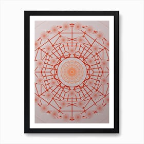 Geometric Abstract Glyph Circle Array in Tomato Red n.0151 Art Print
