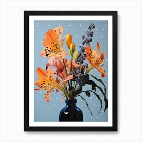 Surreal Florals Freesia 4 Flower Painting Art Print