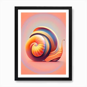 Snail With Red Background Illustration Art Print