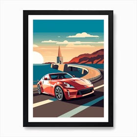 A Nissan Z In Causeway Coastal Route Illustration 2 Art Print