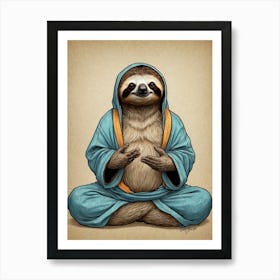 Sloth Meditating Art Print