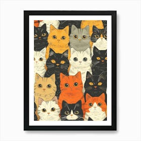 Perfectly Repeatable Artwork With Cute Cat Faces 42 Art Print