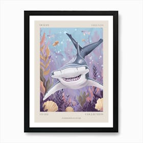 Purple Hammerhead Shark Seascape Poster Art Print