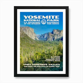 Vintage WPA-style Yosemite National Park - Tunnel View Poster Art Print