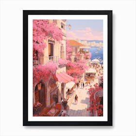 Kusadasi Turkey 4 Vintage Pink Travel Illustration Art Print