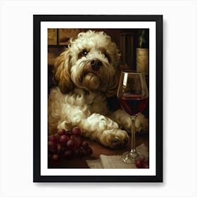 Dog With A Glass Of Wine Art Print