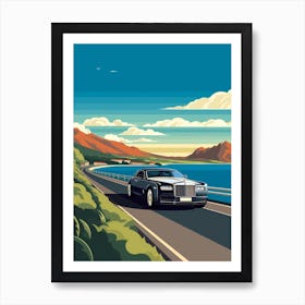 A Rolls Royce Phantom In Causeway Coastal Route Illustration 1 Art Print