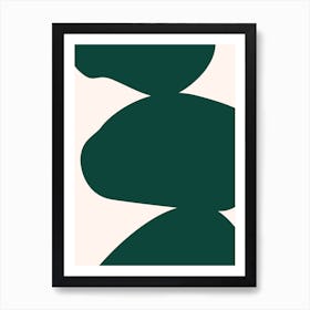 Abstract Bauhaus Shapes 2 Dark Green Art Print