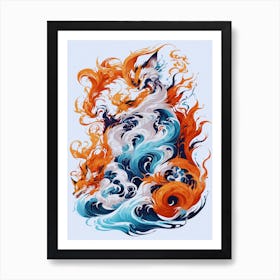 Fox In The Water 1 Art Print