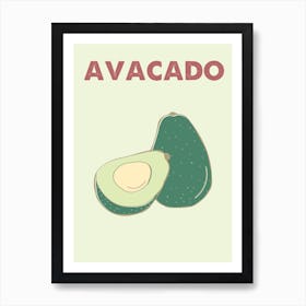 Avacado, Condiment, Kitchen, Cartoon, Art, Style, Minimal, Wall Print Art Print