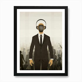 Man With Headphones 9 Art Print