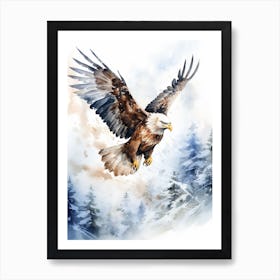 Snowy Eagle Watercolour 2 Art Print