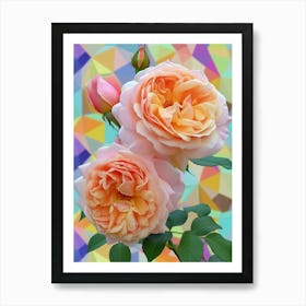 English Roses Painting Rose Geometric 2 Art Print