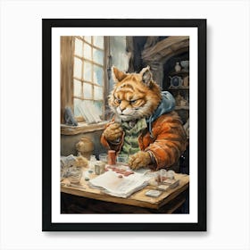 Tiger Illustration Board Gaming Watercolour 4 Art Print