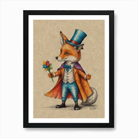 Fox In Top Hat 1 Art Print