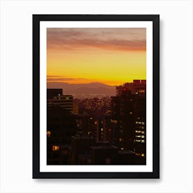 Sunset between Buildings Santiago Art Print