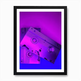 VHS Tapes in Blue and Purple Art Print