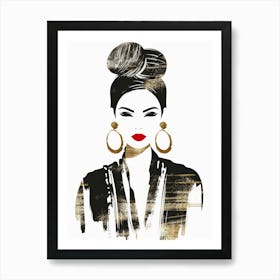 Woman In Gold And Black Art Print