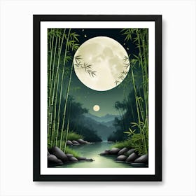 Full Moon In The Bamboo Forest Art Print