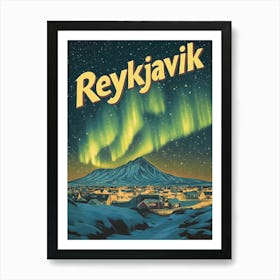 Aihrgdesign A 1970s Inspired Travel Poster For Reykjavik 1 Art Print