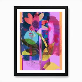 Cineraria 1 Neon Flower Collage Art Print