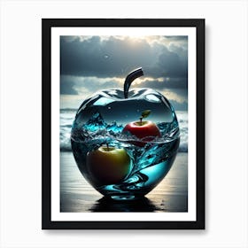 Apple In Water Print Póster