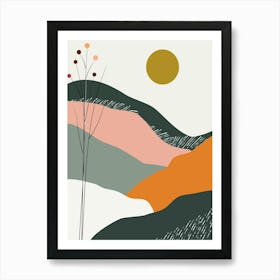 Mountain Tree Abstract Modern Boho Sun Decor Plant Nature Landscape Art Print