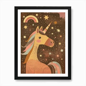 Unicorn & Stars Muted Pastels 3 Art Print