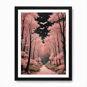 Pink Bat Forest Art Print