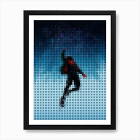 Spider Man Into The Spider Verse In A Pixel Dots Art Style Art Print